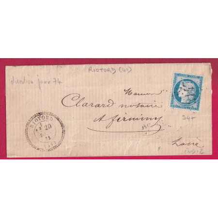 N°60 GC 3147 RIOTORD HAUTE LOIRE CAD TYPE 24 INDICE 12 POUR FIRMINY LOIRE LETTRE COVER