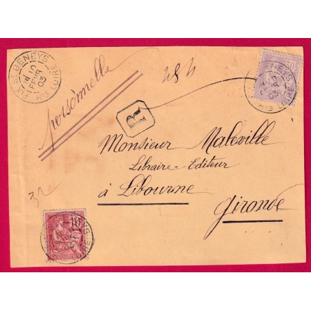 N°116 128 DEVANT DE LETTRE RECOMMANDEE FIX ST GENEYS HAUTE LOIRE POUR LIBOURNE GIRONDE LETTRE COVER