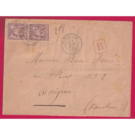 N°67 PAIRE ST PAULIEN HAUTE LOIRE POUR AVIGNON VAUCLUSE LETTRE RECOMMANDEE COVER