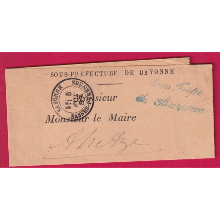 FRANCHISE SOUS PREFET DE BAYONNE 1887 SUR BANDE DE JOURNAL LETTRE COVER