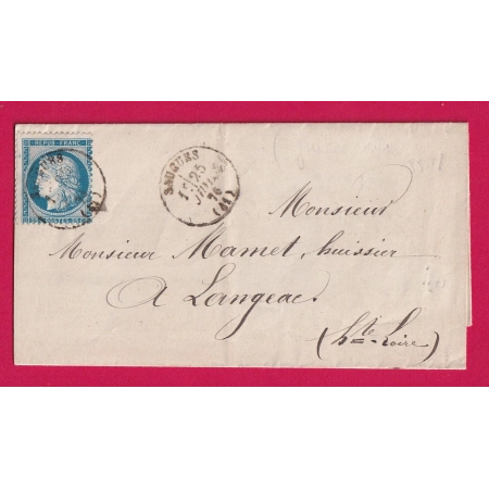 N°60 CAD TYPE 16 SAUGUES HAUTE LOIRE POUR LANGEAC HAUTE LOIRE LETTRE COVER