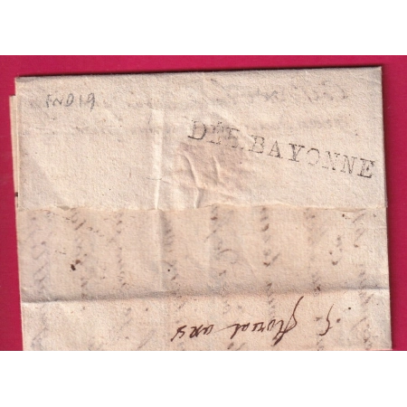 MARQUE DEB DE BAYONNE BASSES PYRENEES INDICE 19 DEPART PAU AN 8 1800 LETTRE COVER