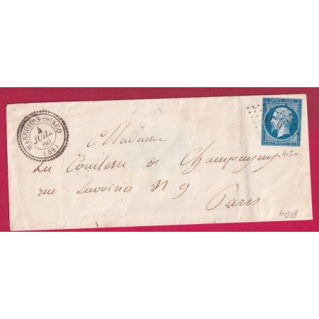 N°14 PC 4130 MAREUIL SUR OURCQ OISE CAD TYPE 22 INDICE 18 POUR PARIS LETTRE COVER