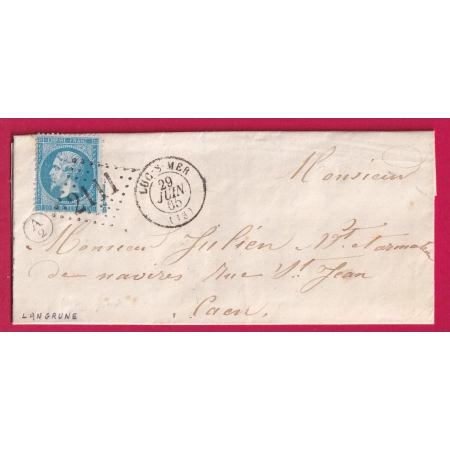 N°22 GC 2111 LUC SUR MER CALVADOS BOITE RURALE SUPPLEMENTAIRE A/2 LANGRUNE SUR MER POUR CAEN LETTRE COVER