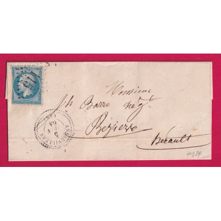 N°22 GC 115 ANSAUVILLERS OISE CAD TYPE 22 POUR BEZIERS INDICE 14 LETTRE COVER