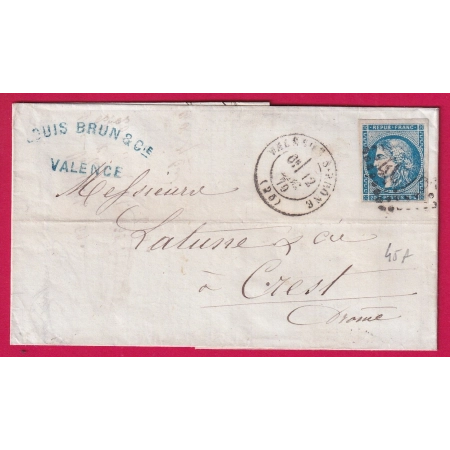 N°45A GC 4077 VALENCE SUR RHONE DROME POUR CREST LETTRE COVER