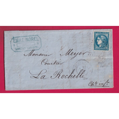 N°45C BLEU FONCE GC 3471 SURGERES CHARENTE INFERIEURE POUR LA ROCHELLE LETTRE COVER