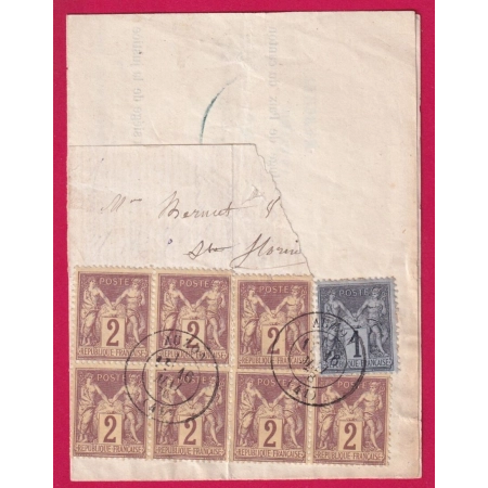 N°83 85 BLOC DE SIX + UN CAD TYPE 17 AUZON HAUTE LOIRE 1878 POUR STE FLORINE TIMBRE FISCAL DANS TEXTE LETTRE COVER
