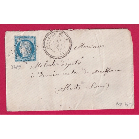 N°60 GC 3789 ST PAL DE MONS CAD TYPE 24 HAUTE LOIRE INDICE 17 POUR DUNIERES LETTRE COVER