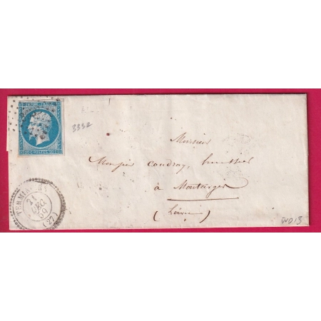N°14 PC 3332 TERMINIERS EURE ET LOIR CAD TYPE 22 POUR MONTARGIS LOIRET INDICE 13 LETTRE COVER