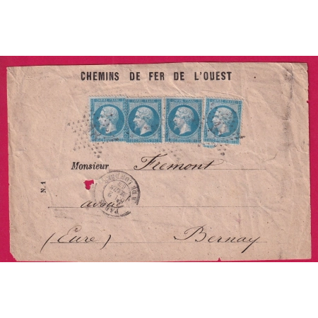 N°22 PARIS ETOILE 18 R. DE LONDRES DEVANT DE LETTRE POUR BERNAY EURE COVER