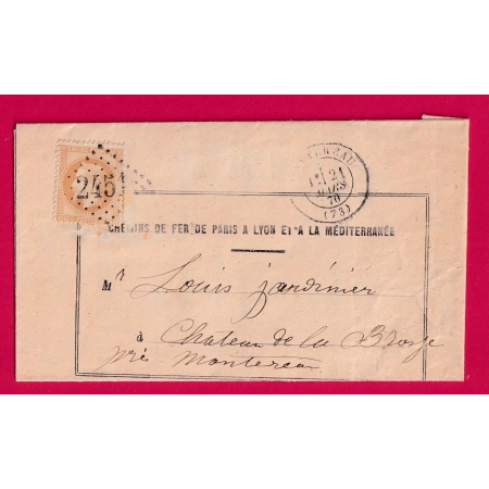 N°28 GC 2451 MONTEREAU SEINE ET MARNE POUR MONTEREAU CACHET DE GARE DANS TEXTE LETTRE COVER