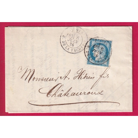 N°60 CAD PARIS R. DE LA TACHERIE POUR CHATEAUROUX INDRE LETTRE COVER