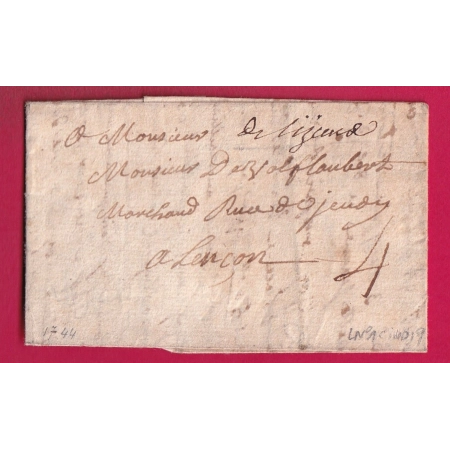 MARQUE MANUSCRIT DE LISIEUX CALVADOS 1744 LENAIN N°1 INDICE 19 POUR ALENCON ORNE LETTRE COVER