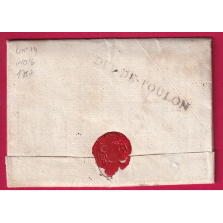 DEBOURSE DE TOULON VAR 1787 LENAIN N°14 INDICE 16 DE PARIS REEXPE UZES GARD LETTRE COVER