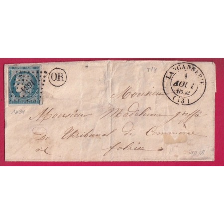 N°4 PC 1634 CAD TYPE 14 LANGANNERIE CALVADOS POUR FALAIS INDICE 18 MENTION DONNE EN CET ETAT PAR LE FACTEUR RURAL LETTRE