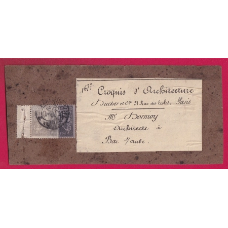 N°87 89 IMPRIME PP PARIS EN NOIR SUR DEVANT DE COLIS BANDE DE JOURNAL POUR BAR SUR AUBE PAPIERS AFFAIRES ?? LETTRE COVER