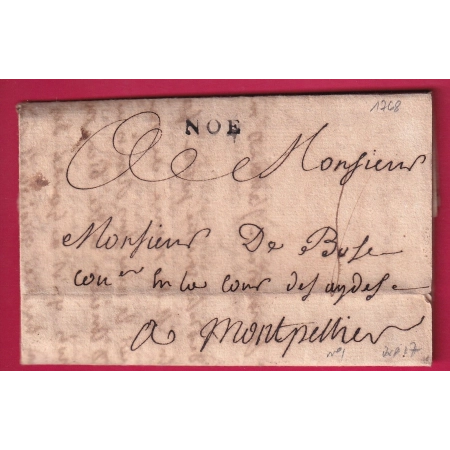 MARQUE NOE HAUTE GARONNE 1768 LENAIN N°1 INDICE 17 POUR MONTPELLIER HERAULT LETTRE COVER