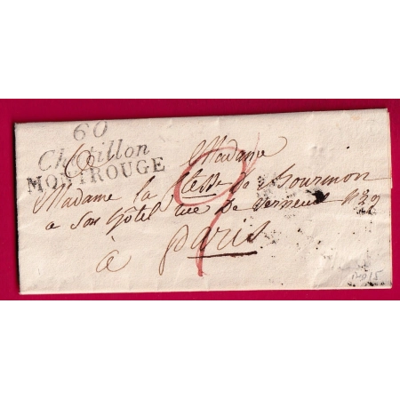DOUBLE CURSIVE 60 CHATILLON MONTROUGE SEINE POUR PARIS INDICE 15 LETTRE COVER