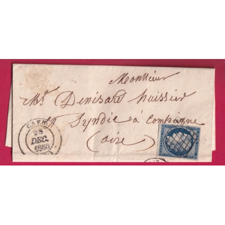 N°4 GRILLE CAEN CALVADOS CAD TYPE 14 POUR COMPIEGNE OISE 1850 LETTRE COVER