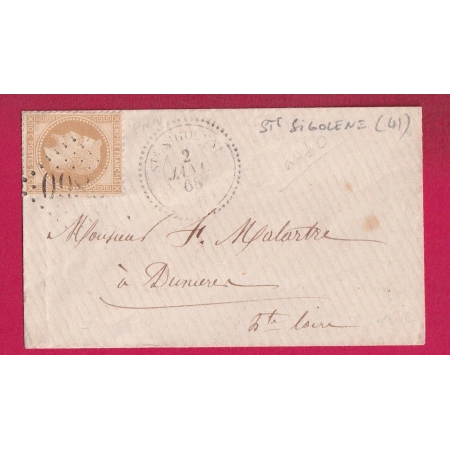 N°28 GC 3860 STE SIGOLENE HAUTE LOIRE CAD TYPE 22 POUR DUNIERES LETTRE COVER