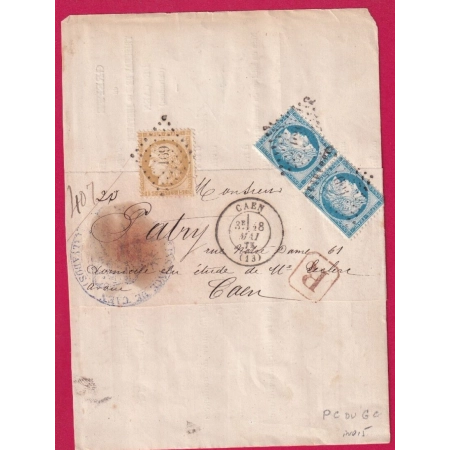 N°55 60 PAIRE PC DU GC 691 CAEN CALVADOS RECOMMANDE LOCAL TARFI A 65C LETTRE COVER