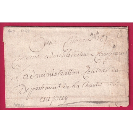 MARQUE P41P BRIOUDE HAUTE LOIRE 1798 POUR LE PUY INDICE 12 LETTRE