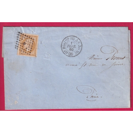 N°13 TTB PARIS BUREAU H POTHION 1520 POUR PARIS 1860 LETTRE COVER