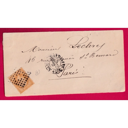 N°21 PARIS LOSANGE EVIDE BUREAU K POUR PARIS 1863 INDICE 15 DEVANT DE LETTRE COVER