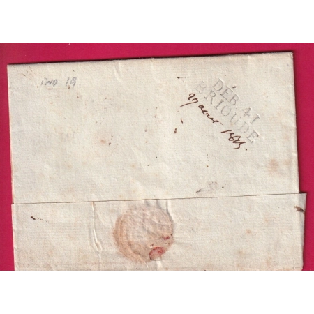 DEBOURSE DEB 41 BRIOUDE HAUTE LOIRE INDICE 19 DEPART MENDE LOZERE 1815 LETTRE