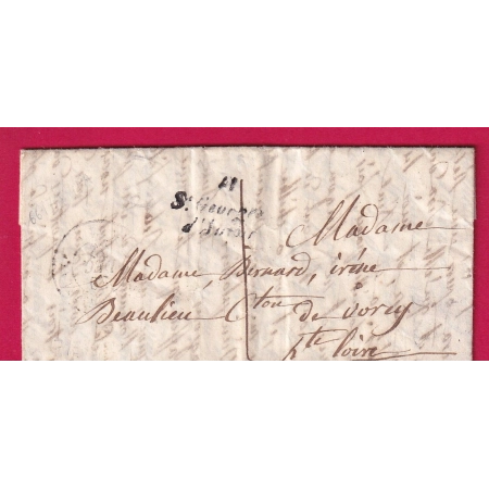 CURSIVE 41 ST GEORGES D'AURAT HAUTE LOIRE INDICE 13 POUR BEAULIEU 1852 TAXE LOCALE 1 LETTRE COVER