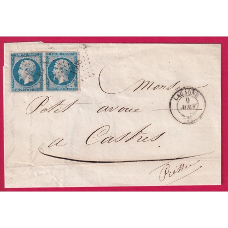 N°14 PAIRE PC 1608 LACAUNE TARN POUR CASTRES LETTRE COVER