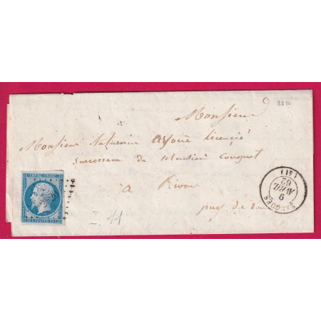 N°14 BLEU SUR LILAS PALE PC 2820 SAIGUES HAUTE LOIRE POUR RIOMS PUY DE DOME LETTRE COVER