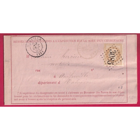 N°28 GC 3085 RANVILLE CALVADOS SUR AVIS DE CHARGEMENT ROSE LETTRE