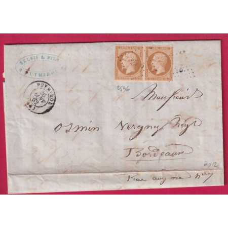 N°13 PAIRE PC 2596 PUYMIROL LOT ET GARONNE POUR BORDEAUX INDICE 12 LETTRE COVER