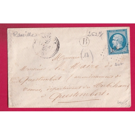 N°14 PC 2627 RANVILLE CALVADOS CAD TYPE 22 INDICE 15 POUR QUESTEMBERS MORBIHAN LETTRE COVER