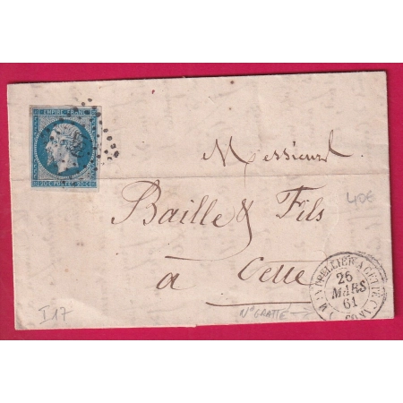 N°14 CONVOYEUR STATION ESSAI MONTPELLIER A CETTE N° CONVOI ECHOPPE POUR CETTE 1861 INDICE 17 HERAULT LETTRE COVER
