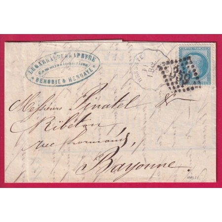 N°29 CONVOYEUR STATION HENDAYE BASSES PYRNEES POUR BAYONNE + RECIPISSE CHEMIN DE FER DU MIDI GARE DE HENDAYE LETTRE