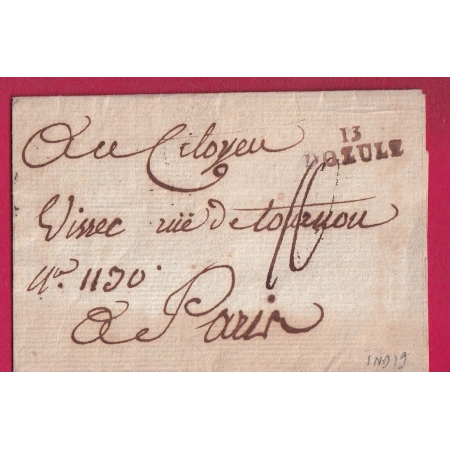MARQUE 13 DOZULE CALVADOS 25X9 INDICE 19 POUR PARIS LETTRE