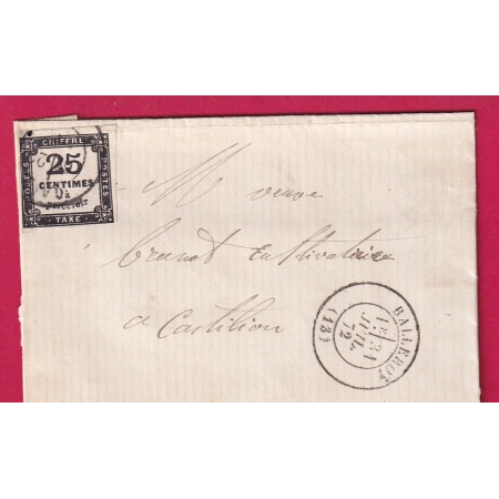 TAXE N°5 CAD TYPE 14 BALLEROY POUR CASTILLON 1872 LETTRE