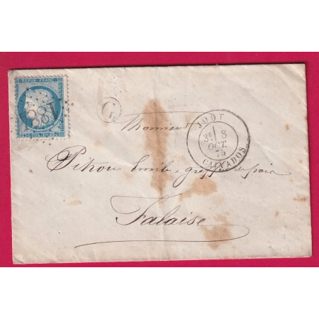 N°60 GC 1884 JORT CALVADOS CAD TYPE 18 POUR FALAISE LETTRE