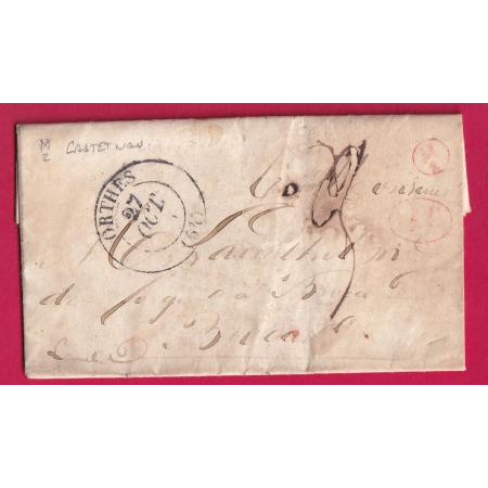 CAD TYPE 13 ORTHEZ BASSES PYRENEES BOITE RURALE SUPPLEMENTAIRE M/2 EN ROUGE CASTELNAU POUR BROCAS LANDES LETTRE