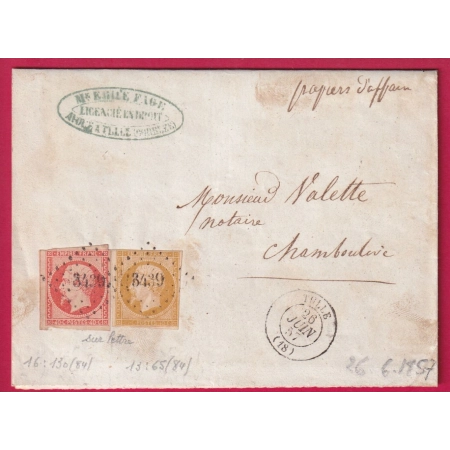 N°13 16 PC 3439 TULLE CORREZE TARIF PAPIERS AFFAIRE POUR CHAMBOULIVE LETTRE