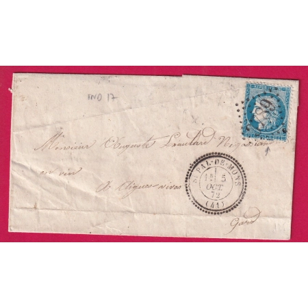 N°60 GC 3789 ST PAL DE MONS CAD TYPE 24 HAUTE LOIRE INDICE 17 POUR AIGUES VIVES GARD LETTRE COVER