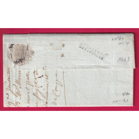 DEBOURSE DE TOULOUSE LENAIN N°64 INDICE 14 1783 DEPART MONTPELLIER HERAULT LETTRE COVER