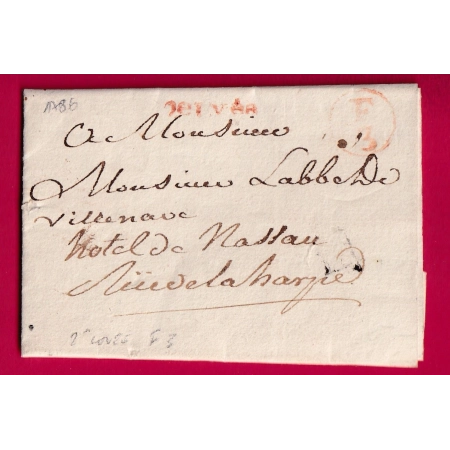 PETITE POSTE DE PARIS F3 2EME LEVEE 1786 POUR PARIS LETTRE COVER