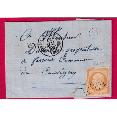 N°13 PC 2274 NOAILLES DE L'OISE POUR COUVIGNY BOITE RURALE D A IDENTIFIER LETTRE