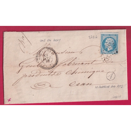 N°22 GC 2726 ONS EN BRAY OISE CAD TYPE 22 BOITE RURALE A LA CHAPELLE AUX POTS INDICE 14 LETTRE