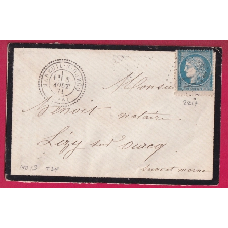 N°37 VARIETE DE PIQUAGE GC 2214 MAREUIL SUR OURCQ CAD TYPE 24 OISE INDICE 13 POUR LIZY SUR OURCQ SEINE ET MARNE LETTRE