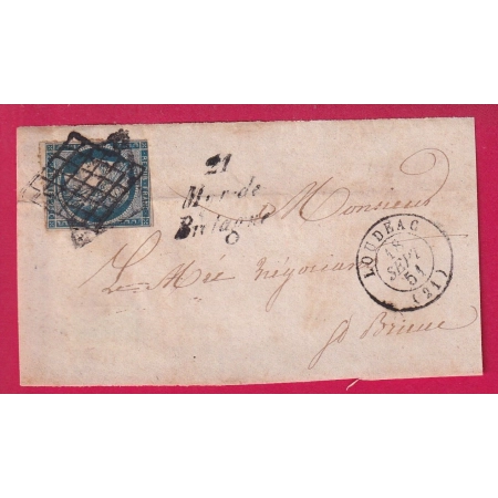 N°4 AVEC RARE CURSIVE 21 MUR DE BRETAGNE COTE DU NORD GRILLE LOUDEAC POUR ST BRIEUC DEVANT DE LETTRE